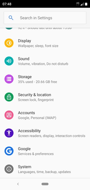 Scroll to and select Security & location