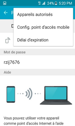 Sélectionnez Config. point d'accès mobile
