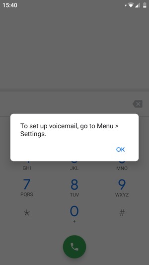 If your voicemail is not set up, select OK