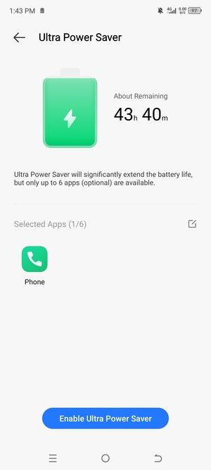 Select Enable  Ultra Power Saver