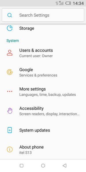 Scroll to and select More settings
