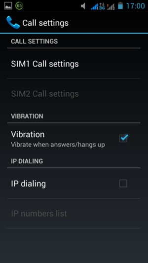 Select SIM1 Call settings or SIM2 Call settings