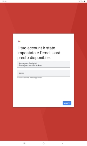 Scegli un nome per il tuo account e inserisci il tuo nome. Seleziona AVANTI