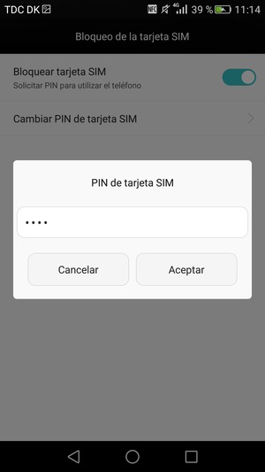Confirme su nuevo PIN de tarjeta SIM y seleccione Aceptar
