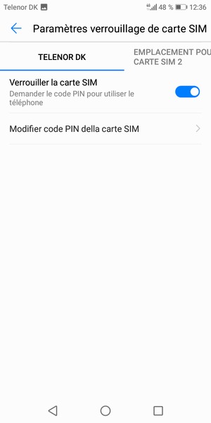 Sélectionnez Public et sélectionnez Modifier code PIN della carte SIM
