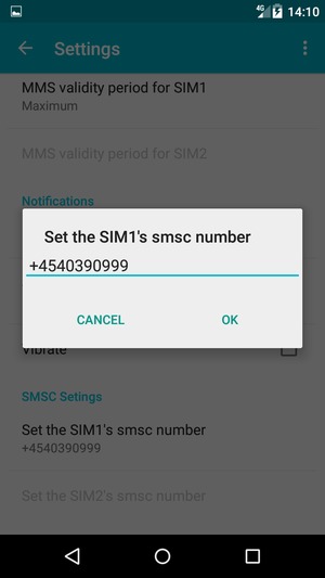 Enter the SIM's smsc number number and select OK