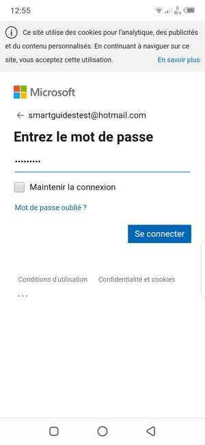 Saisissez votre mot de passe et sélectionnez Se connecter