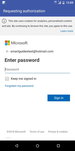 Enter your Password and select Sign in
