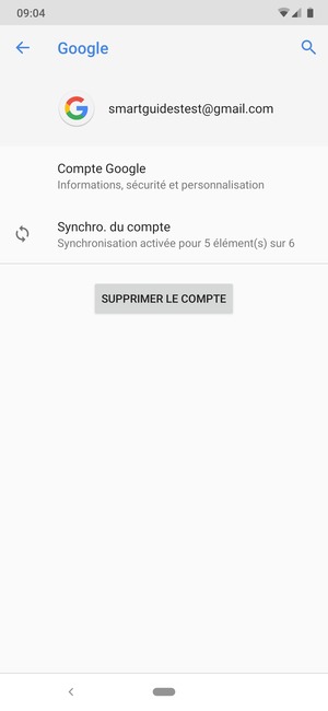 Sélectionnez Synchro. du compte