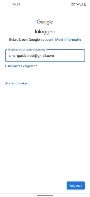 Voer uw Gmail adres in en selecteer Volgende