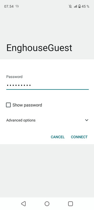 Enter the Wi-Fi password and select CONNECT