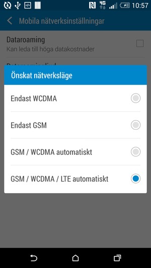 Välj GSM / WCDMA automatiskt för att aktivera 3G