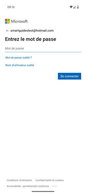 Saisissez votre mot de passe et sélectionnez Se connecter