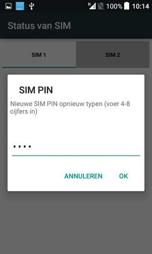Bevestig uw nieuwe SIM PIN en selecteer ok