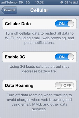 To enable 3G, set Enable 3G to ON