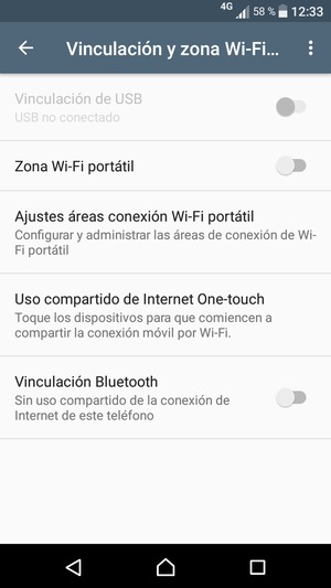 Seleccione Ajustes área conexión Wi-Fi portátil
