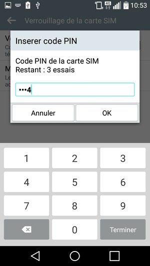 Saisissez votre Code PIN de la carte SIM actuel et sélectionnez OK