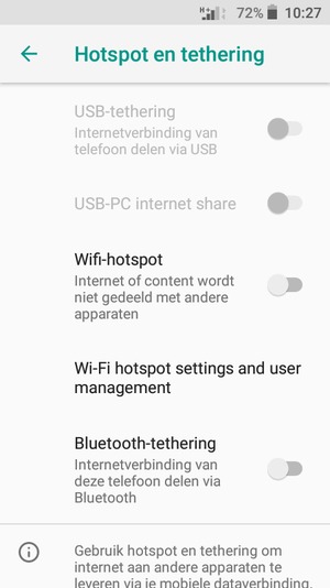 Selecteer Wi-Fi hotspot settings and user management