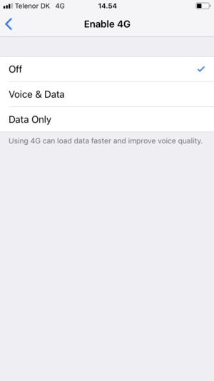 To disable VoLTE calls, select Off