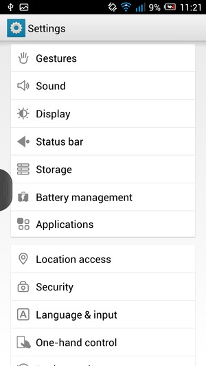 Scroll to and select Battery management