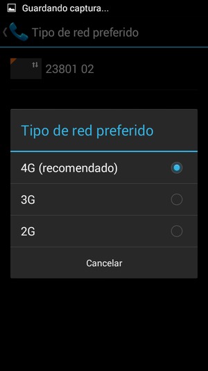 Seleccione 4G (recomendado) para habilitar 4G y 3G para habilitar 3G