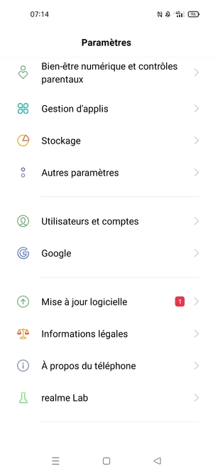 Faites défiler et sélectionnez Mise à jour logicielle