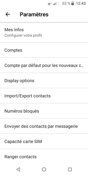 Sélectionnez Import/Export contacts