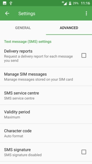 Select SMS service centre