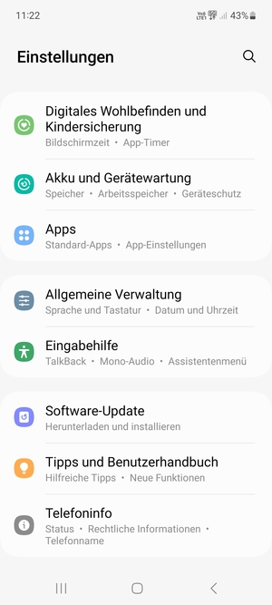 Scrollen Sie und wählen Sie Software-Update