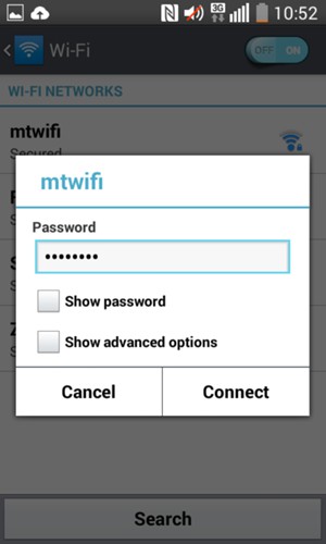 Enter the Wi-Fi password and select Connect