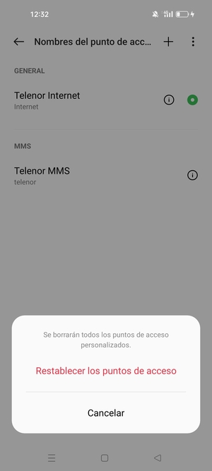 Seleccione Restablecer los puntos de acceso