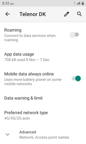 To change network if network problems occur, scroll to and select Advanced