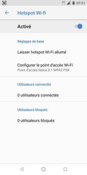 Votre téléphone est maintenant configuré pour être utilisé comme modem