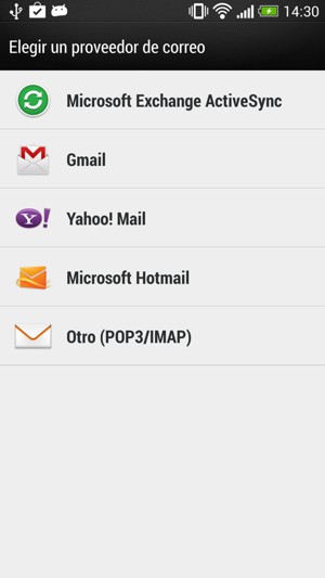 Seleccione Gmail o Microsoft Hotmail