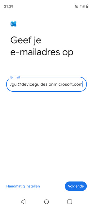 Voer uw e-mailadres in en selecteer Handmatig instellen