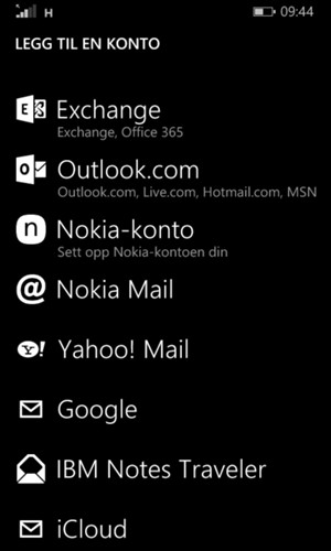 Velg Outlook.com (Hotmail)