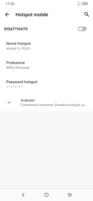 Seleziona Password hotspot