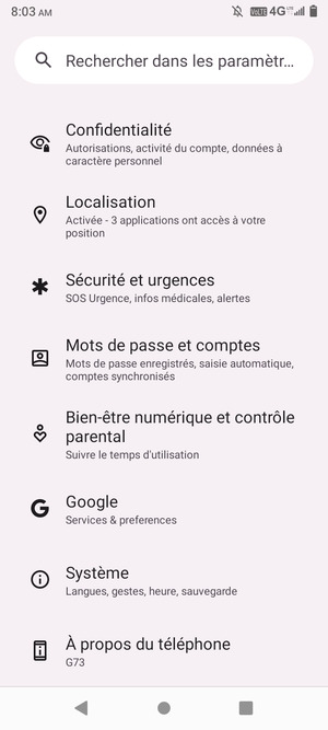 Faites défiler et sélectionnez Système