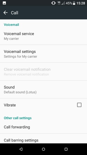 Scroll to and select Voicemail settings