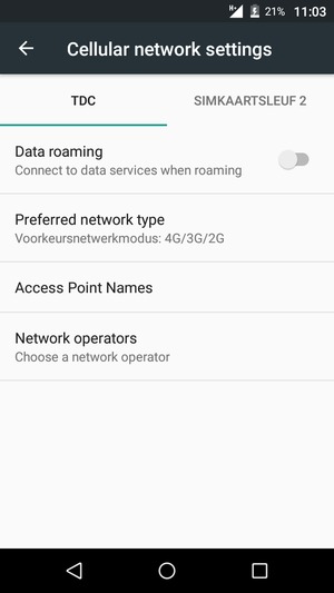 Om van netwerk te wisselen in geval van netwerkproblemen, selecteert u Network operators