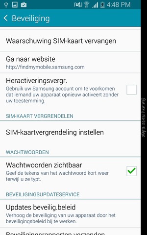 Scroll naar en selecteer Waarschuwing SIM-kaart vervangen