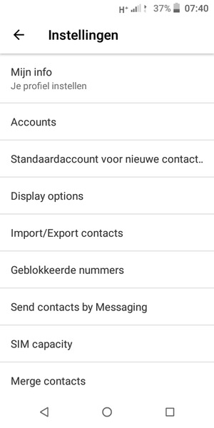 Selecteer Import/Export contacts