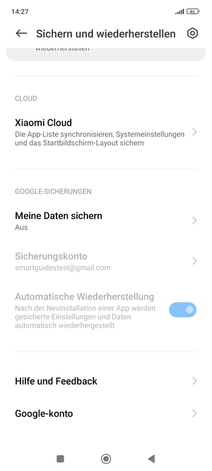 Wählen Sie Meine Daten sichern