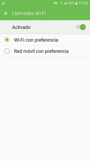 Seleccione Wi-Fi con preferencia si prefiere realizar llamadas Wi-Fi
