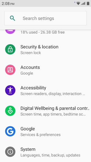 Scroll to and select Security & location