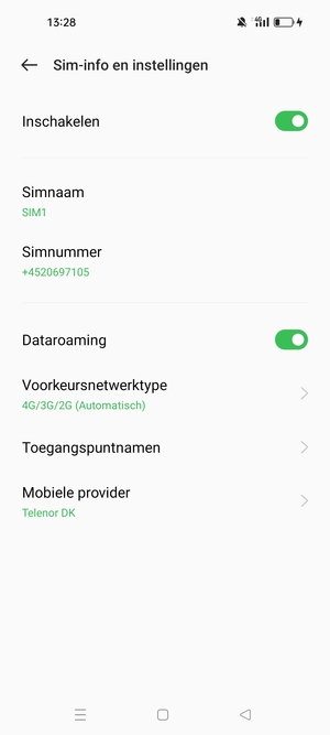Schakel Dataroaming in of uit
