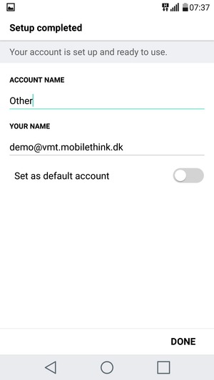 Give your account a name and enter your name. Select DONE