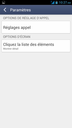 Sélectionnez Réglages appel