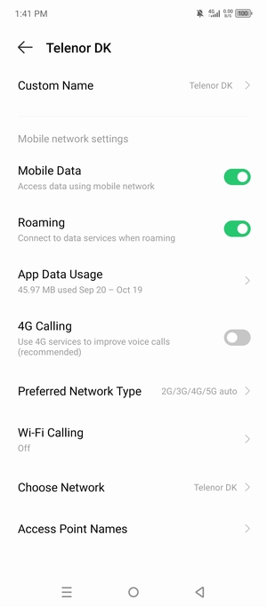 Turn Roaming on or off