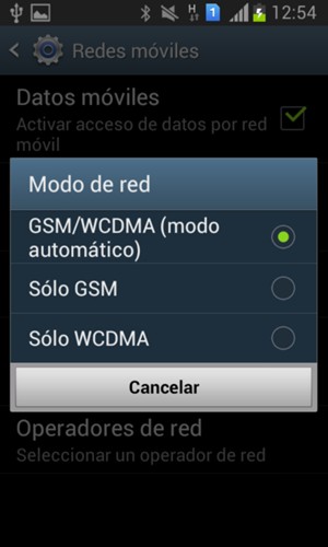 Seleccione Sólo GSM para habilitar 2G